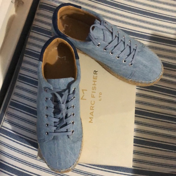 Marc Fisher Mandia2 Denim Platform Espadrilles Size 8 - Picture 8 of 8